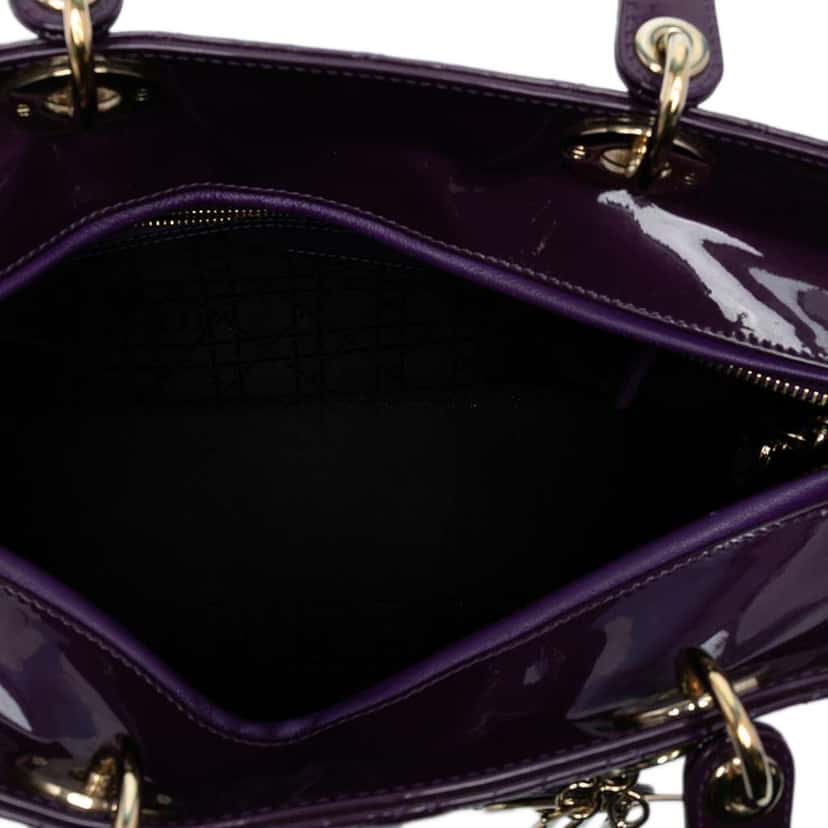 Dior Large Patent Cannage Lady Dior Purple Leather Good condition - Model View