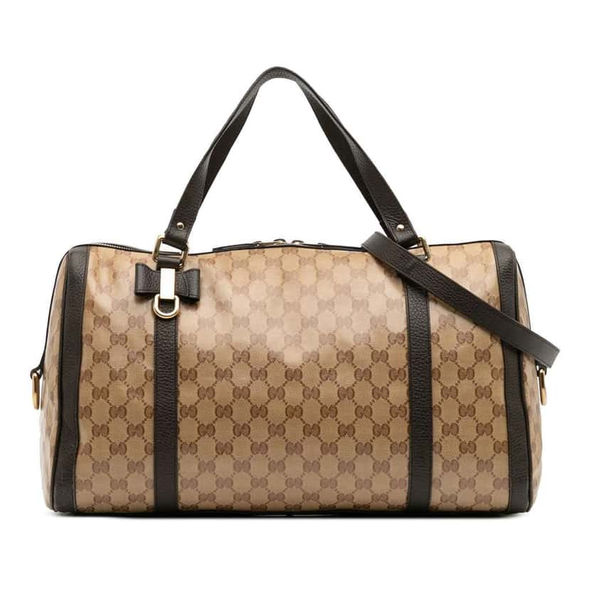 Gucci Large GG Crystal Duchessa Boston Bag Brown Canvas Good condition - Front View