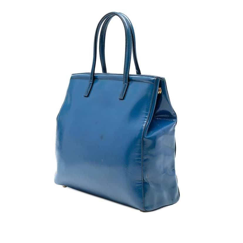 Prada Saffiano Vernice Satchel Blue Leather Good condition - Back View