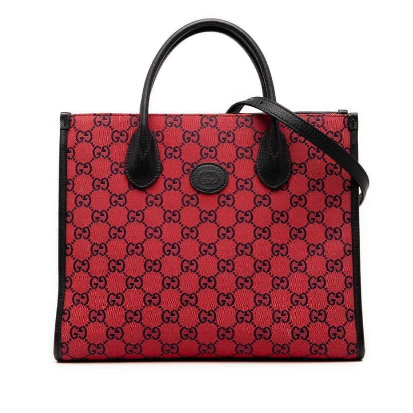 Gucci Small GG Canvas Interlocking G Tote Red Canvas Good condition - Front View