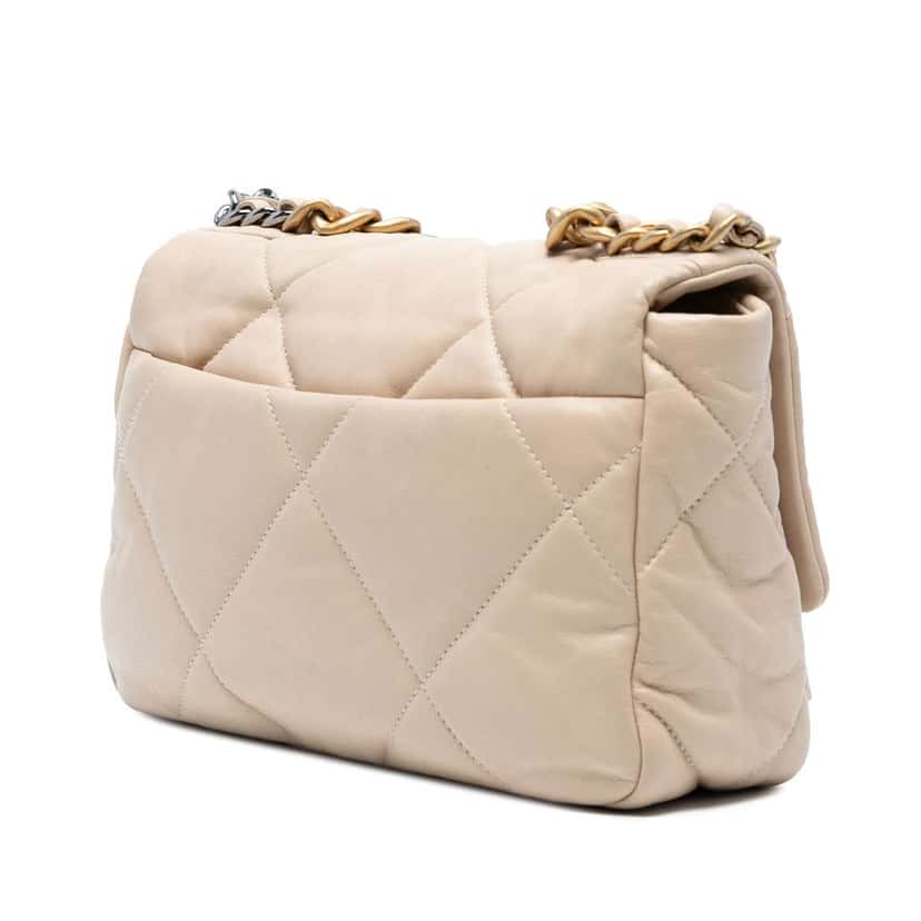Chanel Medium Lambskin 19 Flap Brown Leather Good condition - Back View