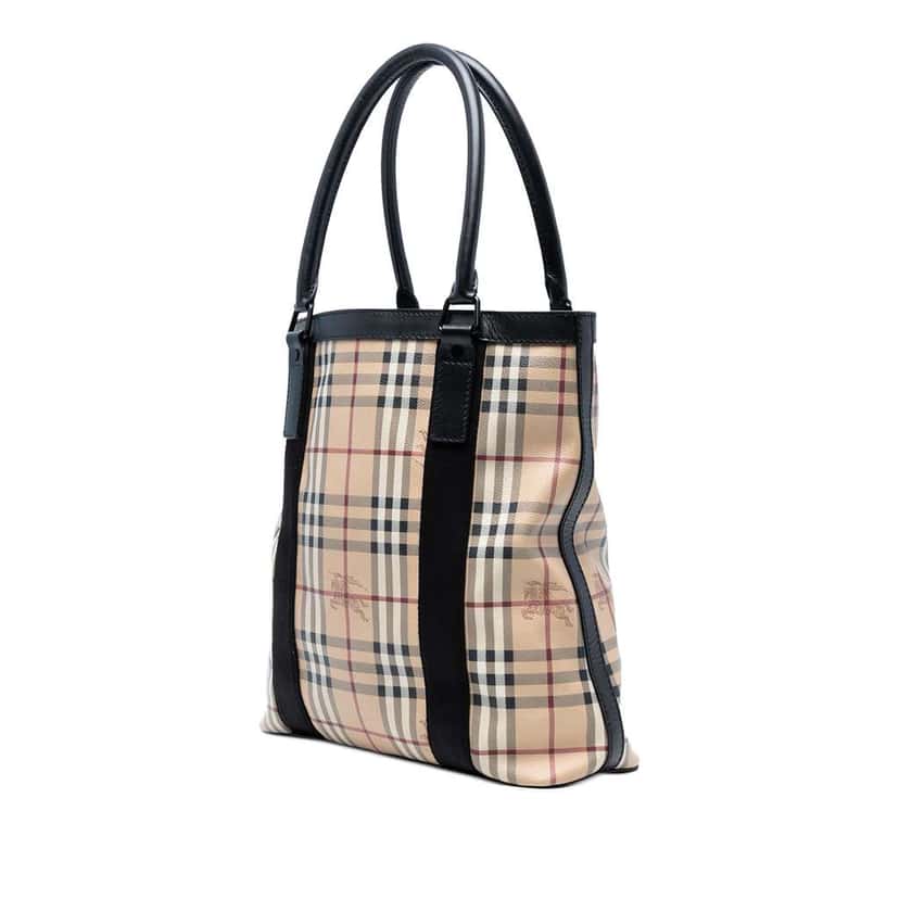Burberry Haymarket Check Coated Canvas Vertical Tote Brown Canvas Very good condition - Back View