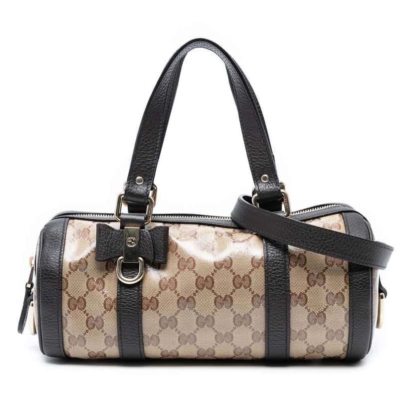 Gucci GG Crystal Duchessa Satchel Brown Canvas Good condition - Front View