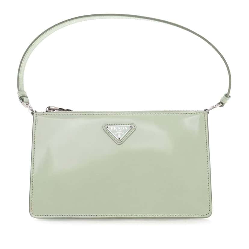 Prada Brushed Leather Shoulder Bag Green Leather Good condition - Front View