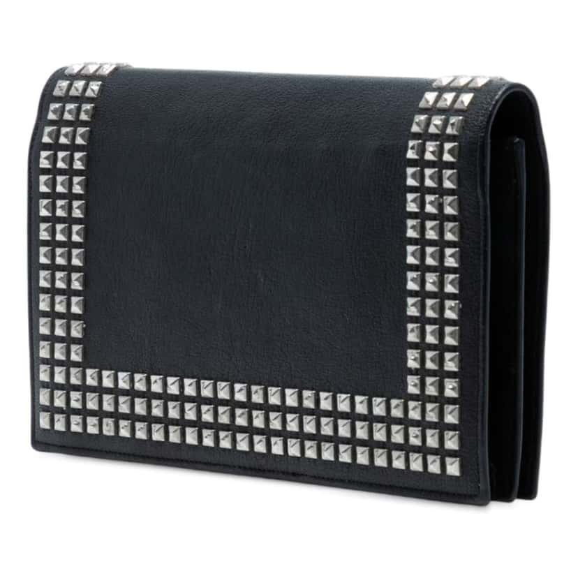 Saint Laurent Studded Leather Monogram Clutch Black Leather Good condition - Back View