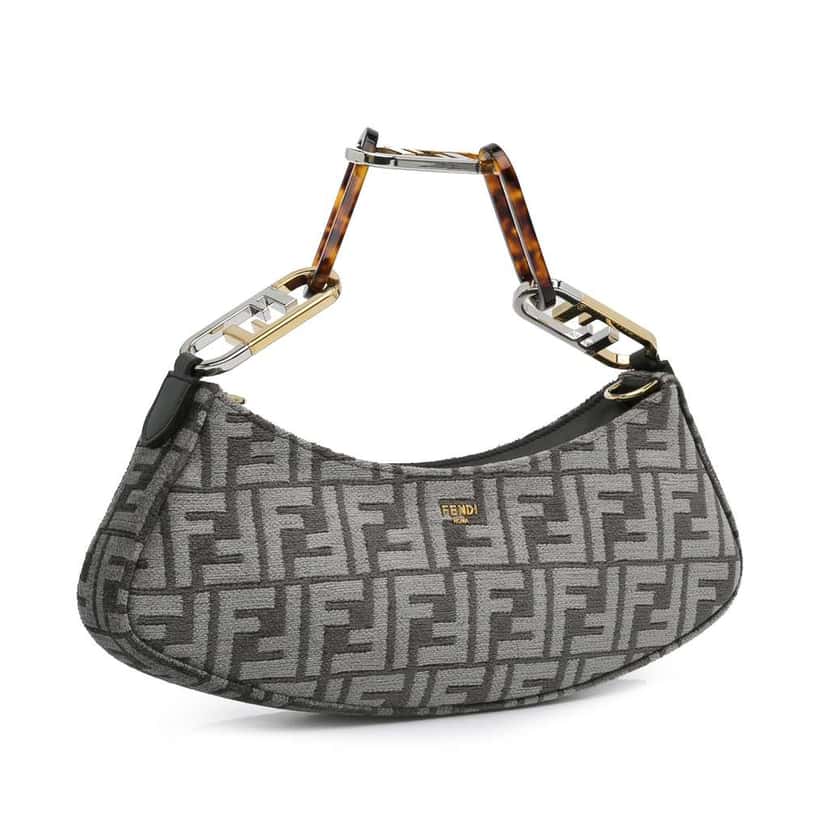 Fendi Zucca O'lock Swing Satchel Grey Canvas Very good condition - Back View