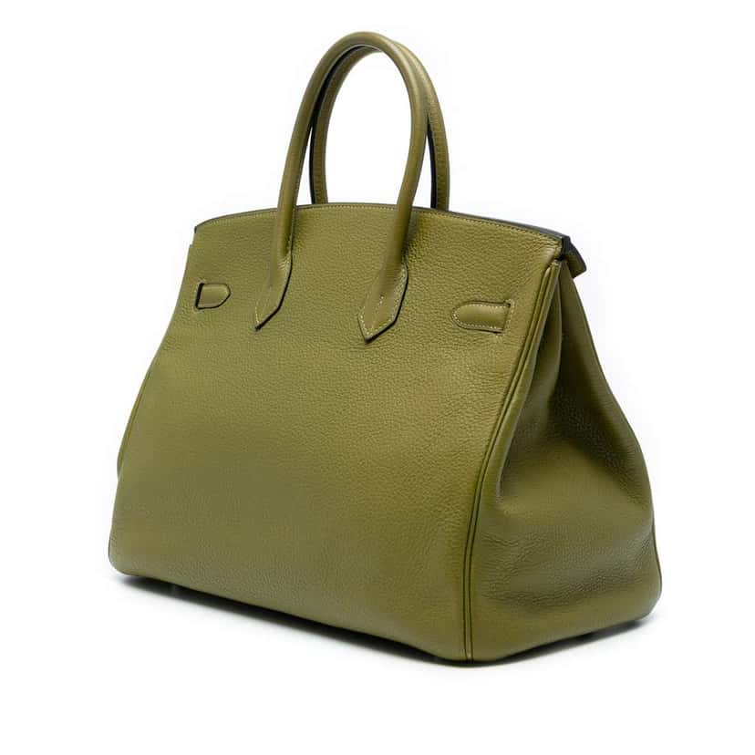 Hermès Togo Birkin Retourne 35 Green Leather Good condition - Back View