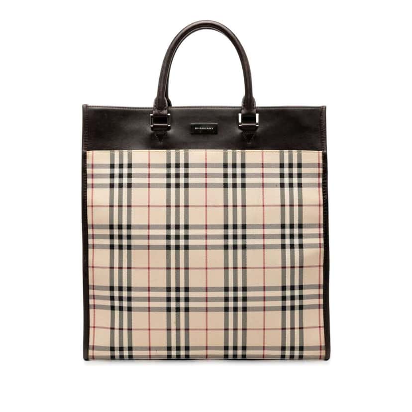 Burberry House Check Canvas Tote Brown Canvas Good condition - Front View