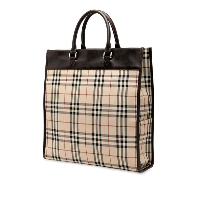 Burberry House Check Canvas Tote Brown Canvas Good condition - Back View