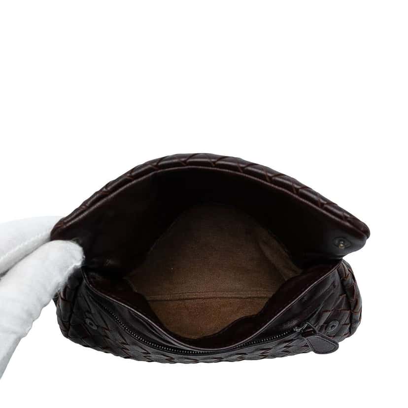 Bottega Veneta Mini Nappa Intrecciato Expandable Chain Flap Crossbody Brown Leather Good condition - Model View