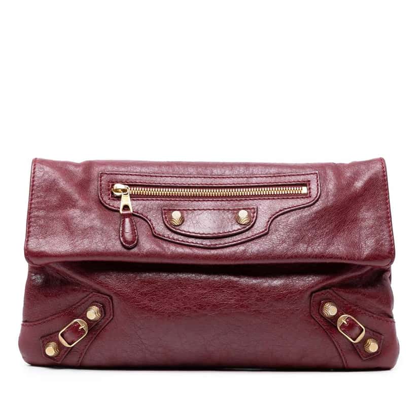 Balenciaga Lambskin Motocross Giant 12 Envelope Clutch Red Leather Good condition - Front View