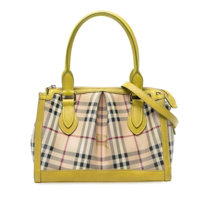 Burberry Haymarket Check Coated Canvas Pilgrim  Satchel Brown Canvas Good condition - Front View