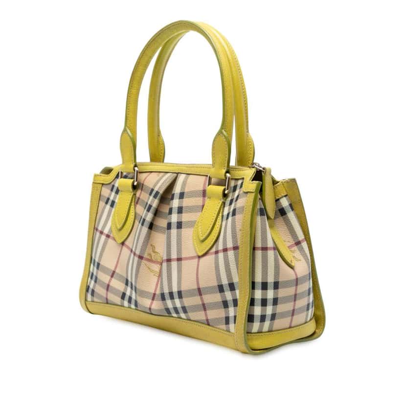 Burberry Haymarket Check Coated Canvas Pilgrim  Satchel Brown Canvas Good condition - Back View
