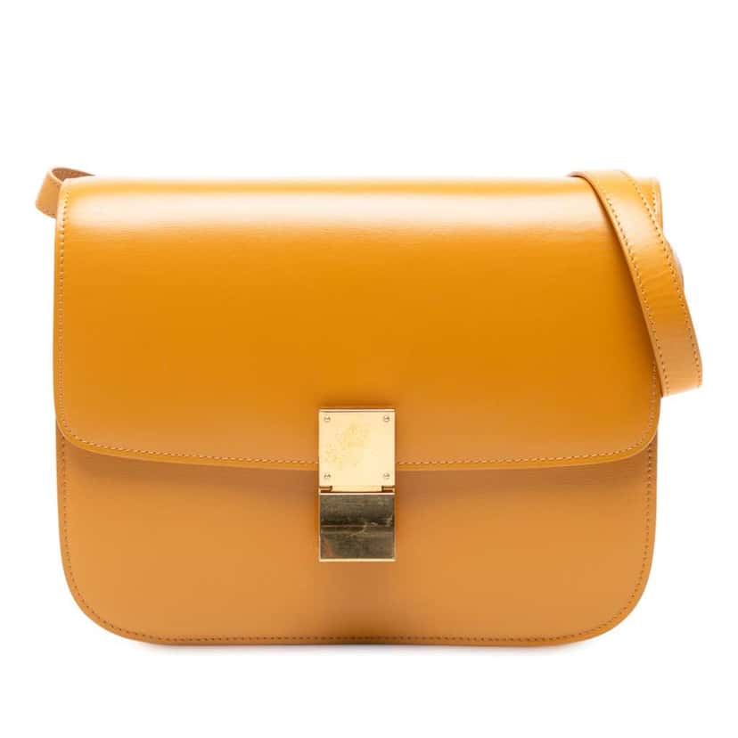 Celine Medium Calfskin Classic Box Yellow Leather Good condition - Front View