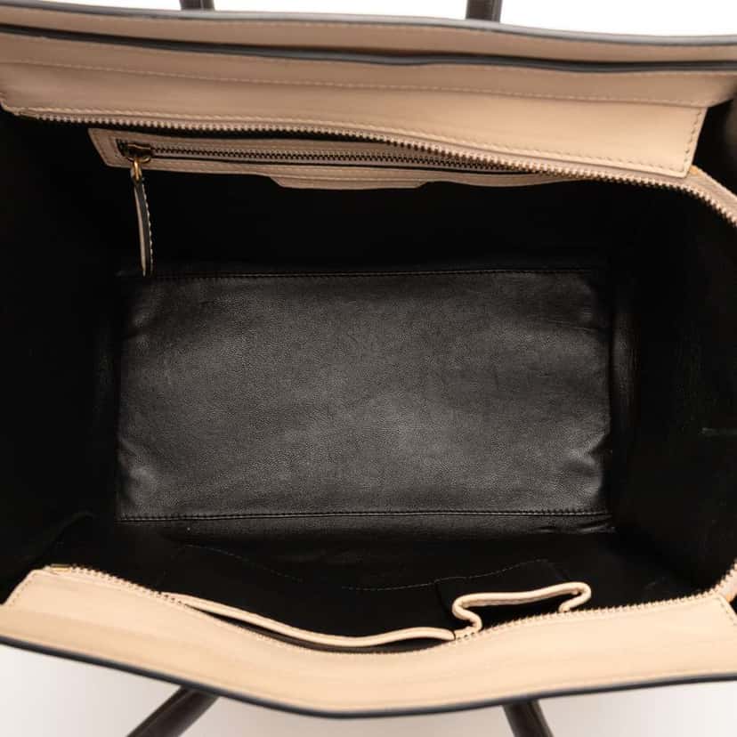 Celine Mini Bicolor Luggage Tote Brown Leather Good condition - Model View