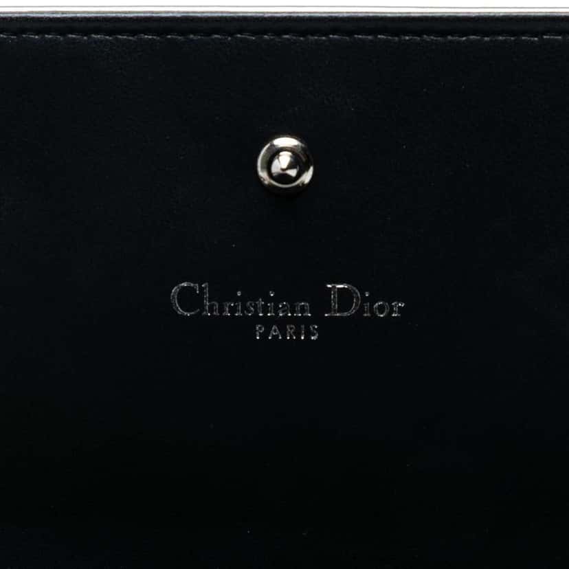 Dior Metallic Patent Microcannage Diorama Wallet on Chain Silver Leather Good condition - Box View