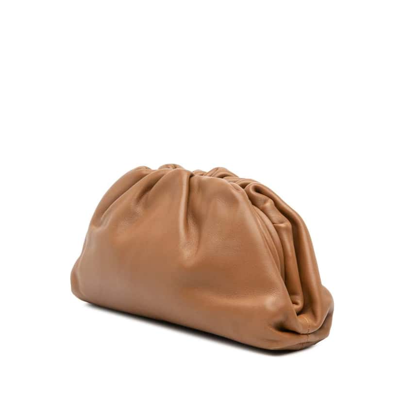 Bottega Veneta Lambskin The Mini Pouch Brown Leather Good condition - Back View