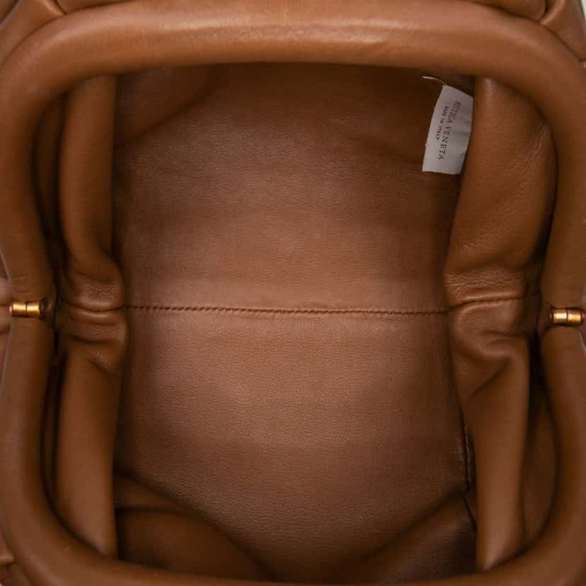 Bottega Veneta Lambskin The Mini Pouch Brown Leather Good condition - Model View