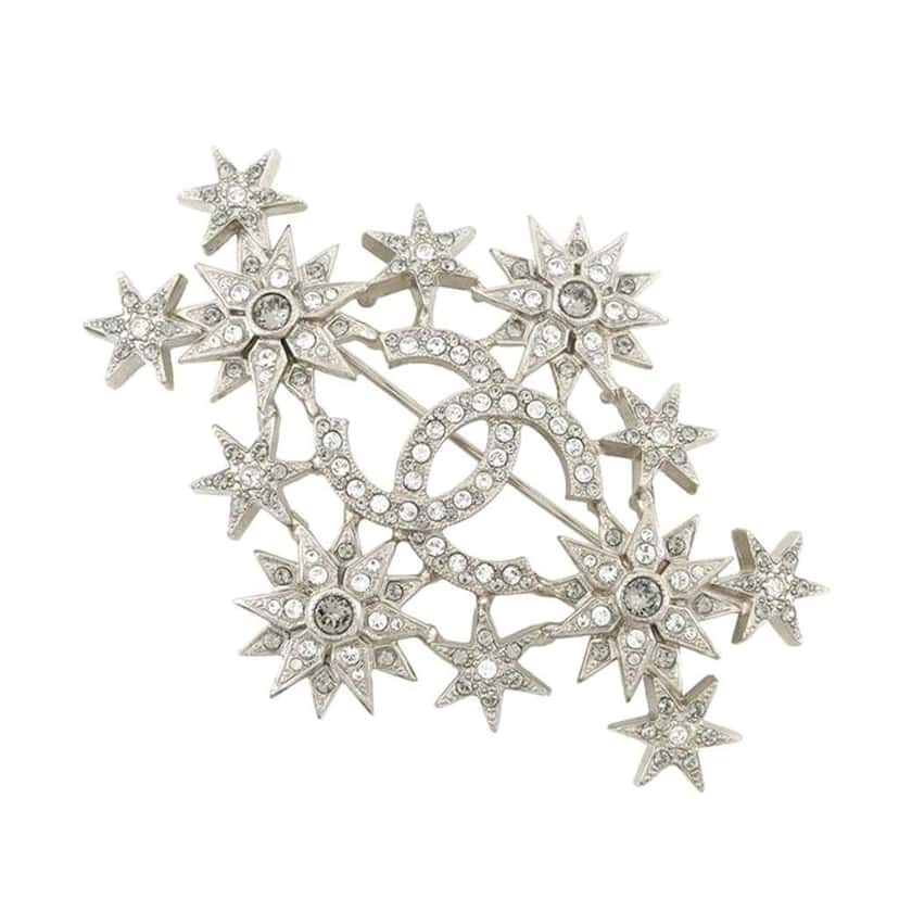 Chanel Gold Plated CC Rhinestones Star Brooch Gold Metal Good condition - Front View