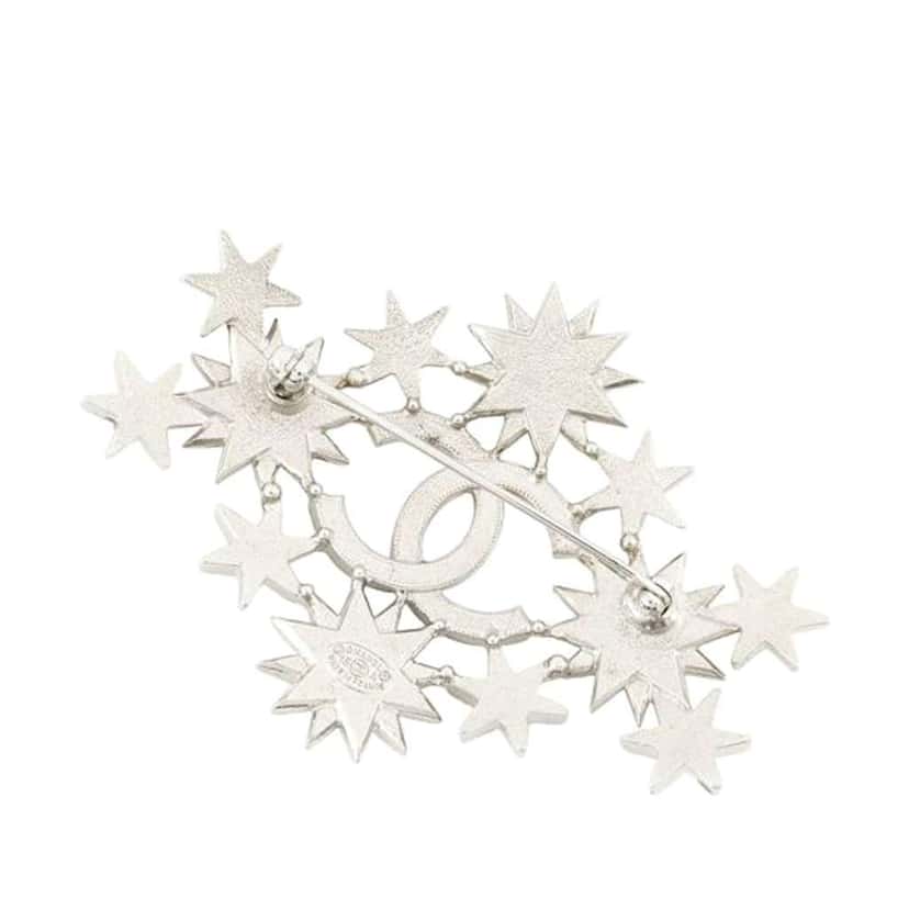 Chanel Gold Plated CC Rhinestones Star Brooch Gold Metal Good condition - Back View