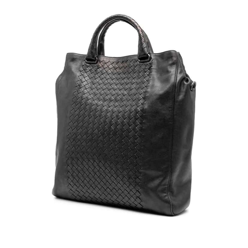Bottega Veneta Nappa Intrecciato Vertical Convertible Satchel Black Leather Good condition - Back View