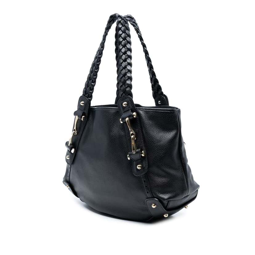 Gucci Leather Horsebit Pelham Shoulder Bag Black Leather Good condition - Back View