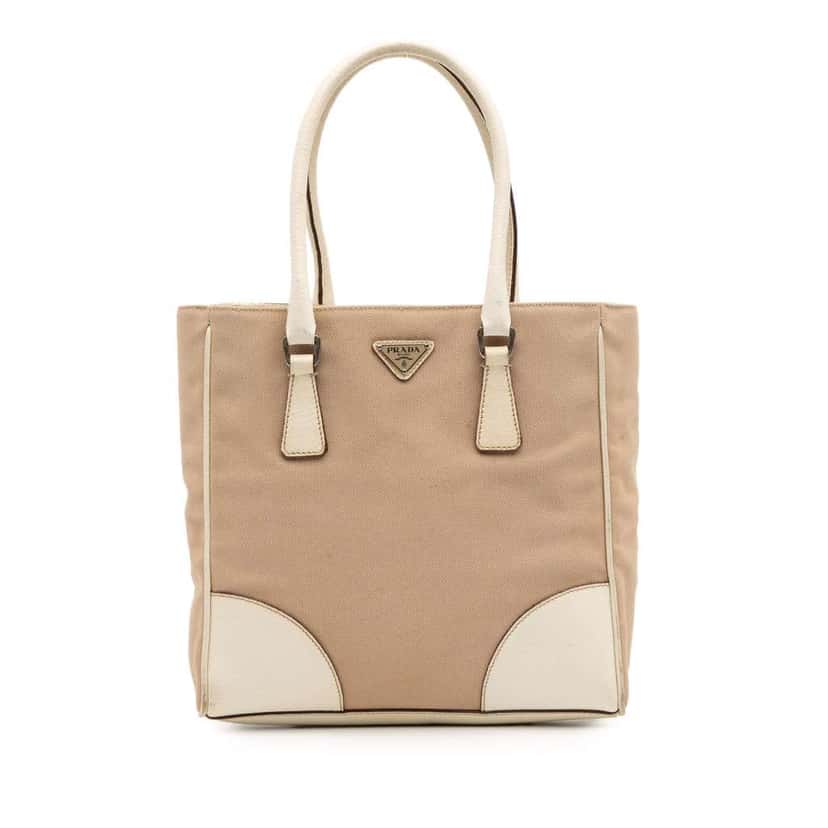 Prada Cinghiale Trimmed Canvas Canapa Tote Brown Canvas Very good condition - Front View