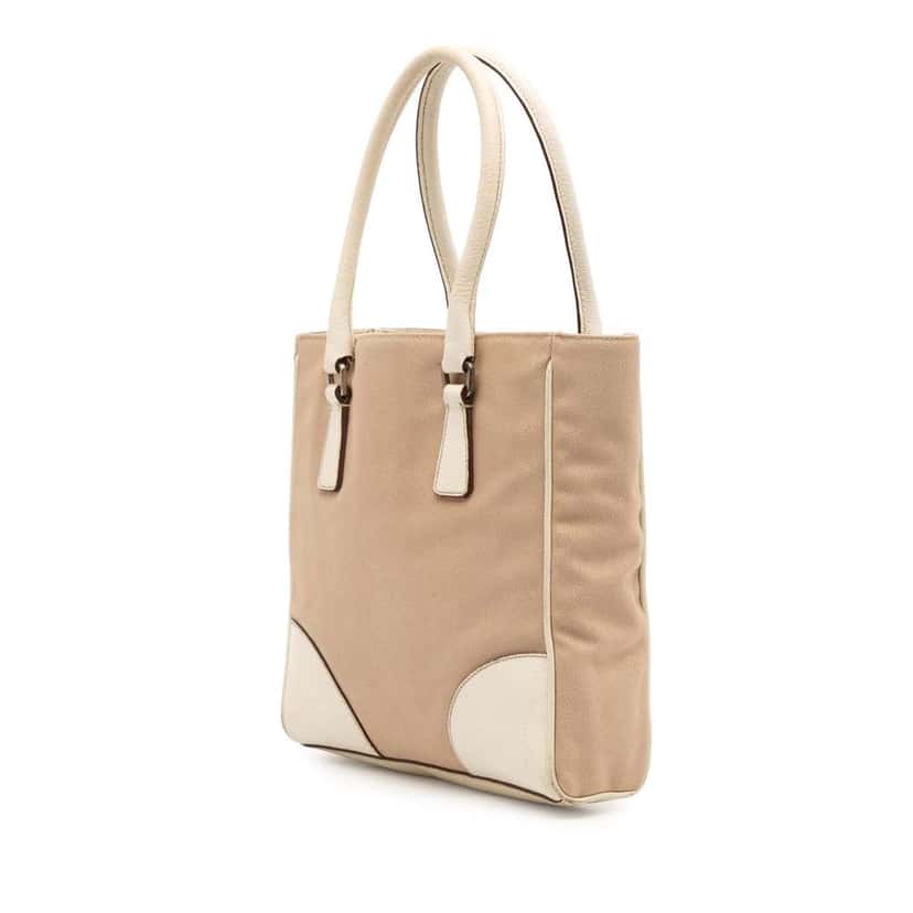 Prada Cinghiale Trimmed Canvas Canapa Tote Brown Canvas Very good condition - Back View
