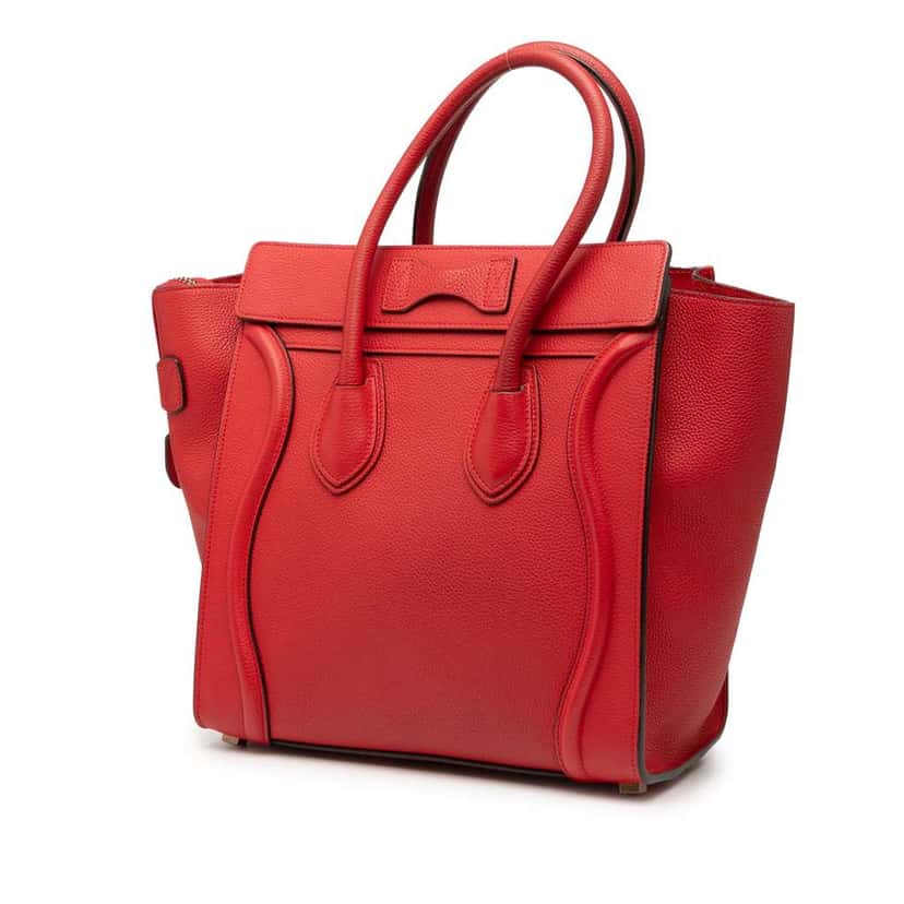 Celine Micro Calfskin Luggage Tote Red Leather Fair condition - Back View