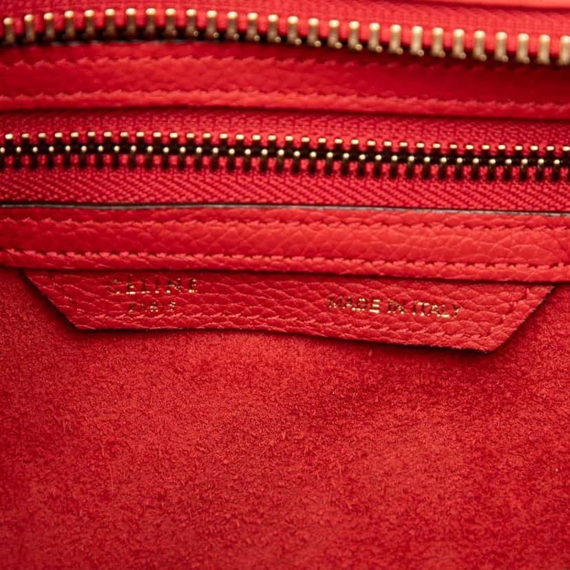 Celine Micro Calfskin Luggage Tote Red Leather Fair condition - Box View