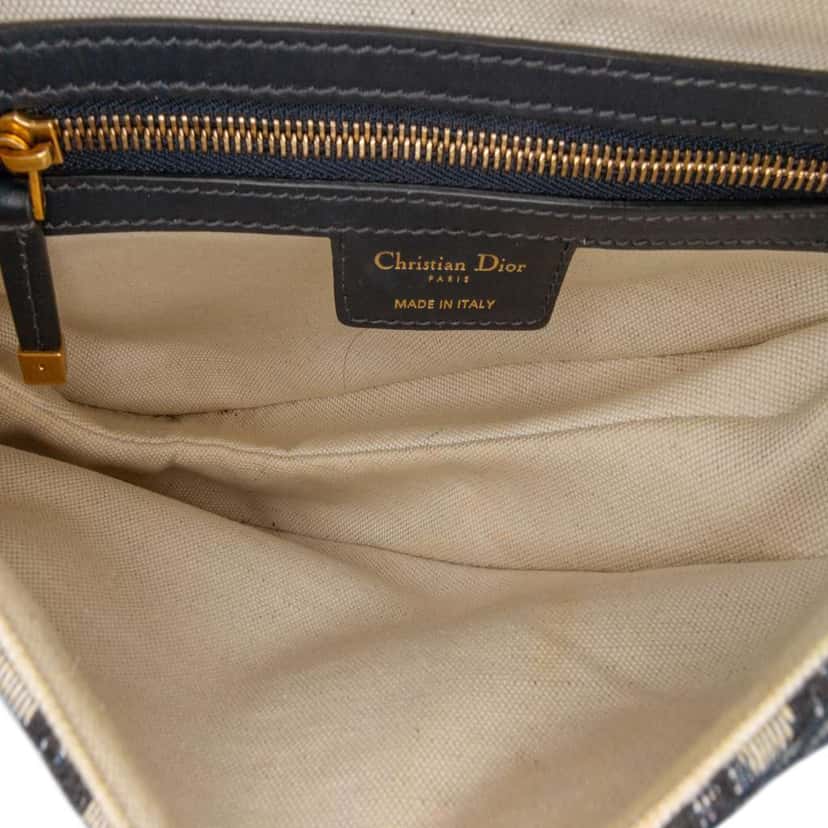 Dior Mini Oblique Canvas Saddle Bag Blue Canvas Good condition - Model View