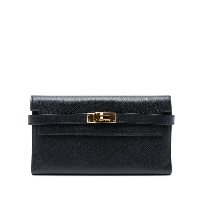 Hermès Epsom Kelly To Go Wallet Black Leather Good condition - Front View