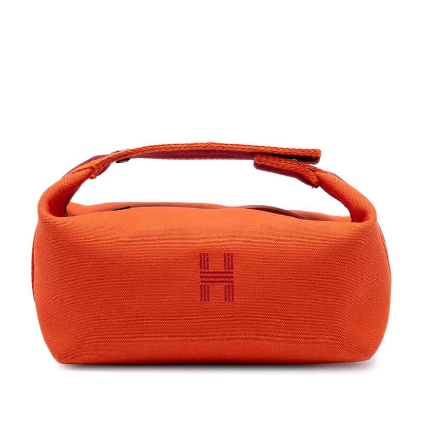 Hermès Large Canvas Bride A Brac Case Orange Canvas Good condition - Front View