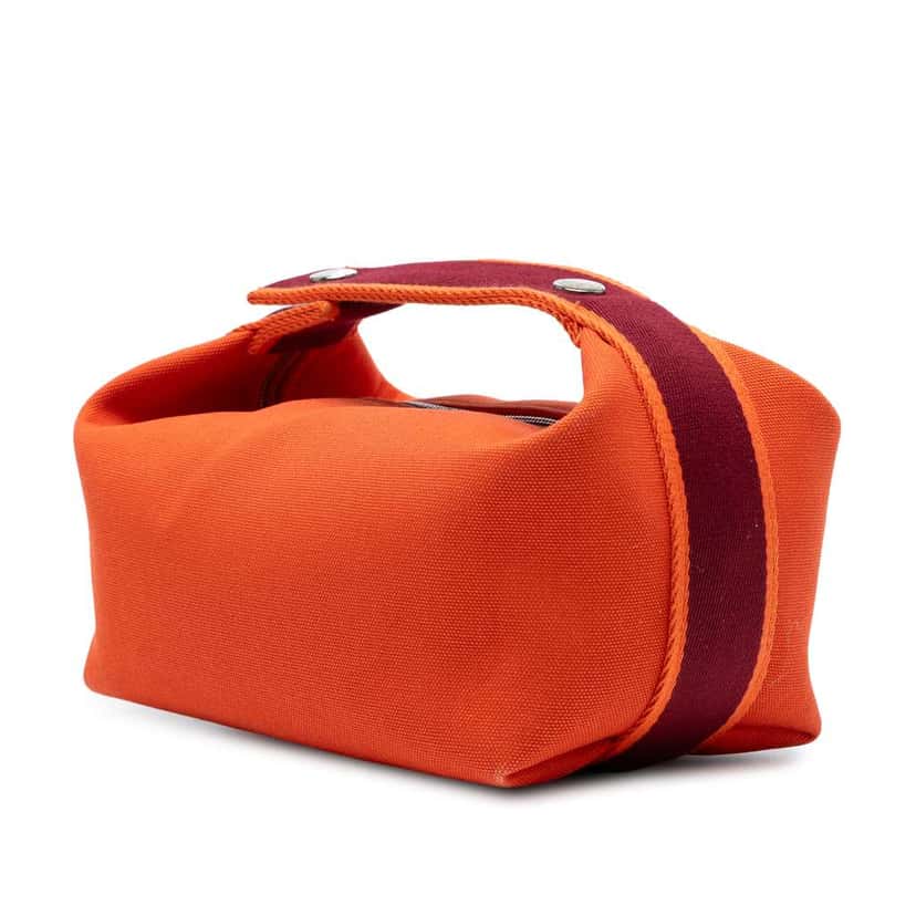 Hermès Large Canvas Bride A Brac Case Orange Canvas Good condition - Back View