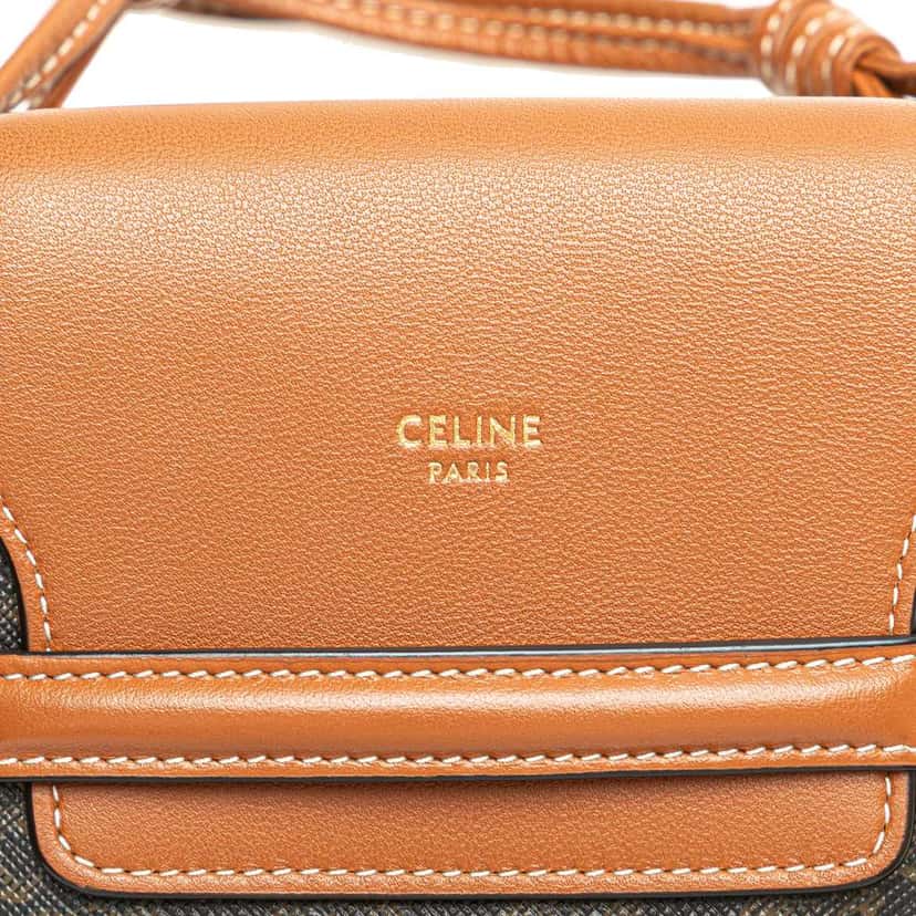 Celine Triomphe Coated Canvas Phone Pouch Flap Crossbody Brown Canvas Good condition - Box View