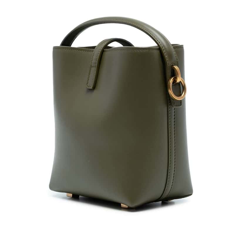Saint Laurent Mini Shiny Calfskin Le 37 Bucket Bag Green Leather Good condition - Back View