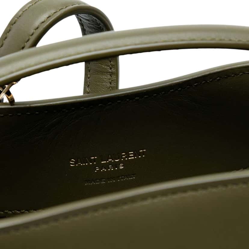 Saint Laurent Mini Shiny Calfskin Le 37 Bucket Bag Green Leather Good condition - Box View