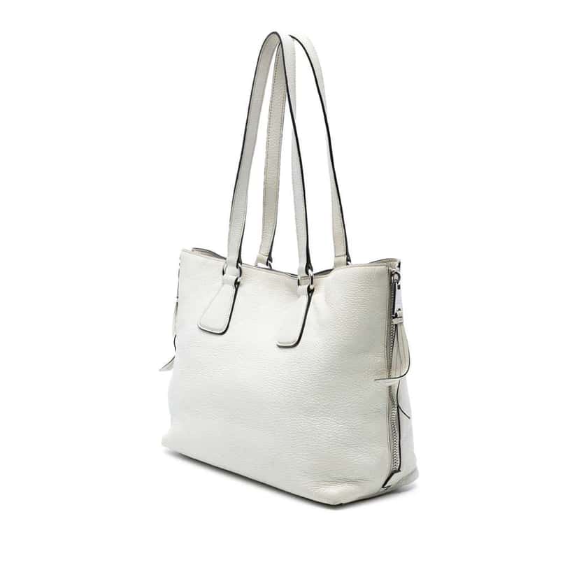 Prada Vitello Daino Side Zip Tote White Leather Good condition - Back View