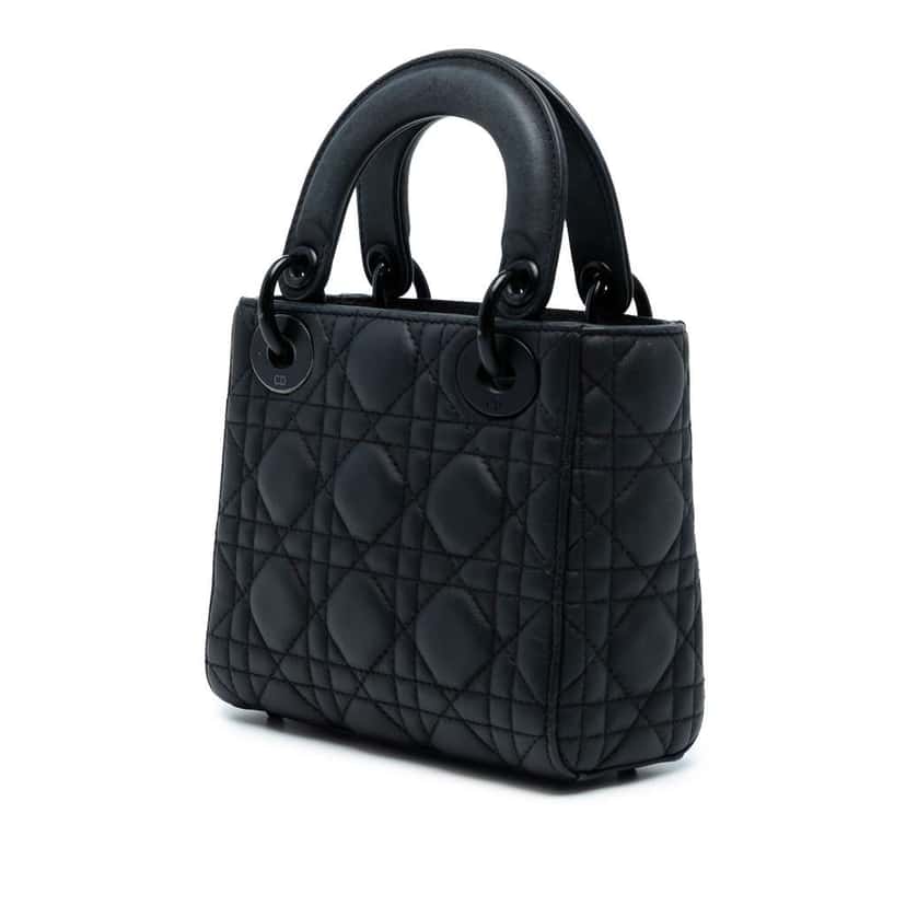 Dior Mini Ultra Matte Calfskin Cannage Lady Dior Black Leather Good condition - Back View