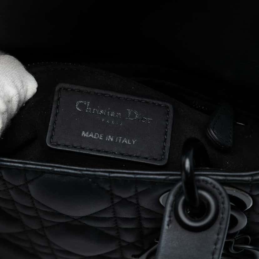 Dior Mini Ultra Matte Calfskin Cannage Lady Dior Black Leather Good condition - Box View