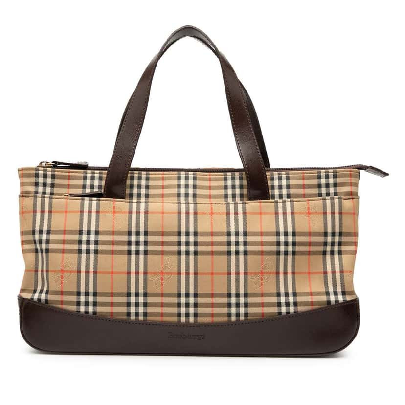 Burberry Haymarket Check Canvas Handbag Brown Canvas Good condition - Front View