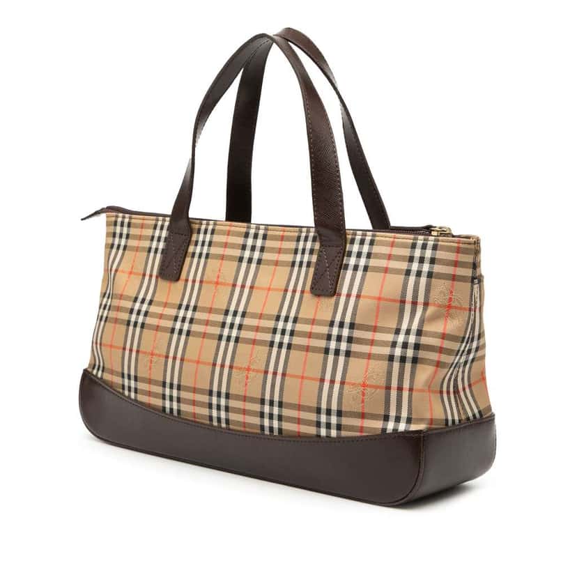 Burberry Haymarket Check Canvas Handbag Brown Canvas Good condition - Back View