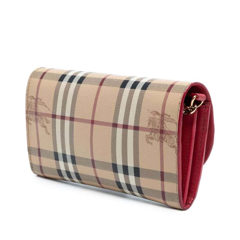 Burberry Haymarket Check Coated Canvas Henley Wallet on Chain Brown Canvas Good condition - Back View