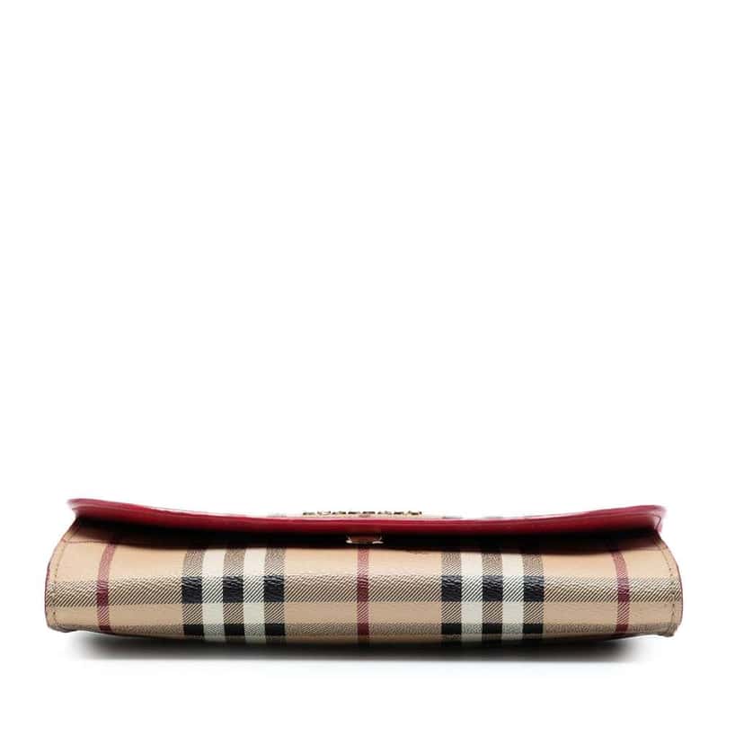 Burberry Haymarket Check Coated Canvas Henley Wallet on Chain Brown Canvas Good condition - Inside View