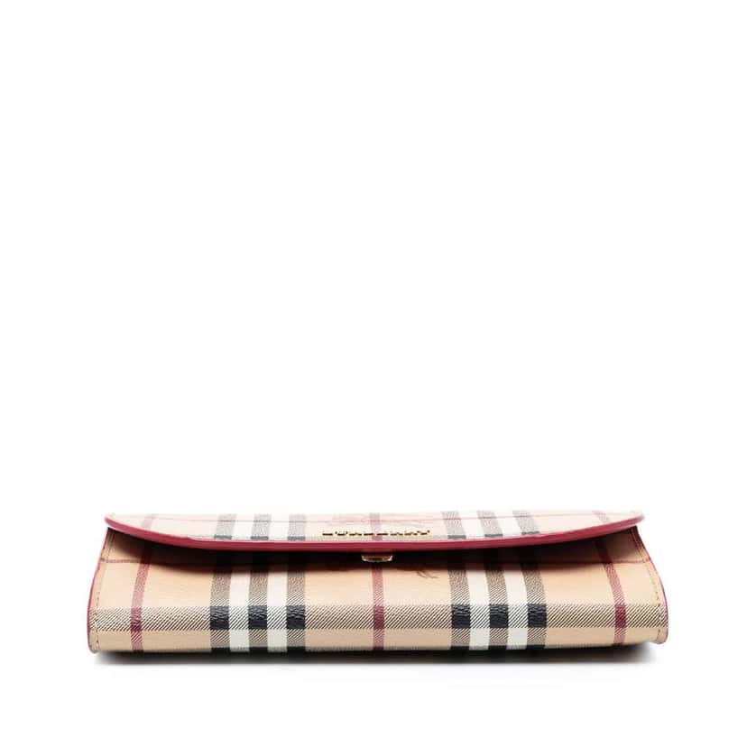 Burberry Haymarket Check Coated Canvas Henley Wallet on Chain Brown Canvas Good condition - Inside View