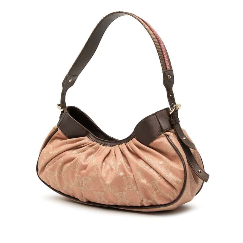 Celine Macadam Denim Pleated Shoulder Bag Pink Denim Good condition - Back View