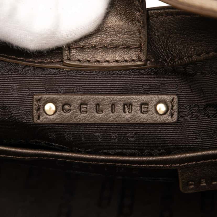 Celine Macadam Denim Pleated Shoulder Bag Pink Denim Good condition - Box View