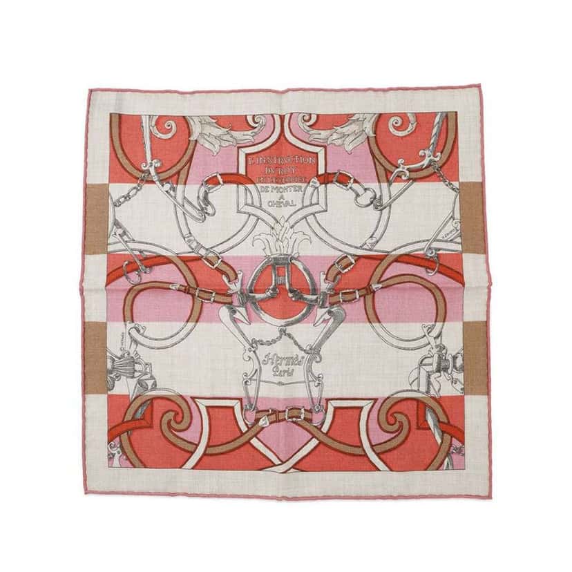 Hermès L Instrvction Dv Roy du Roy Bayadere Silk Scarf Brown Silk Very good condition - Front View