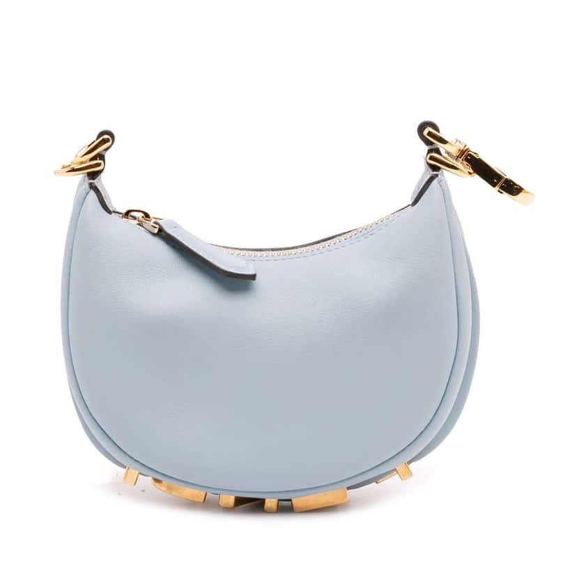 Fendi Nano Leather Fendigraphy Hobo Blue Leather Good condition - Front View