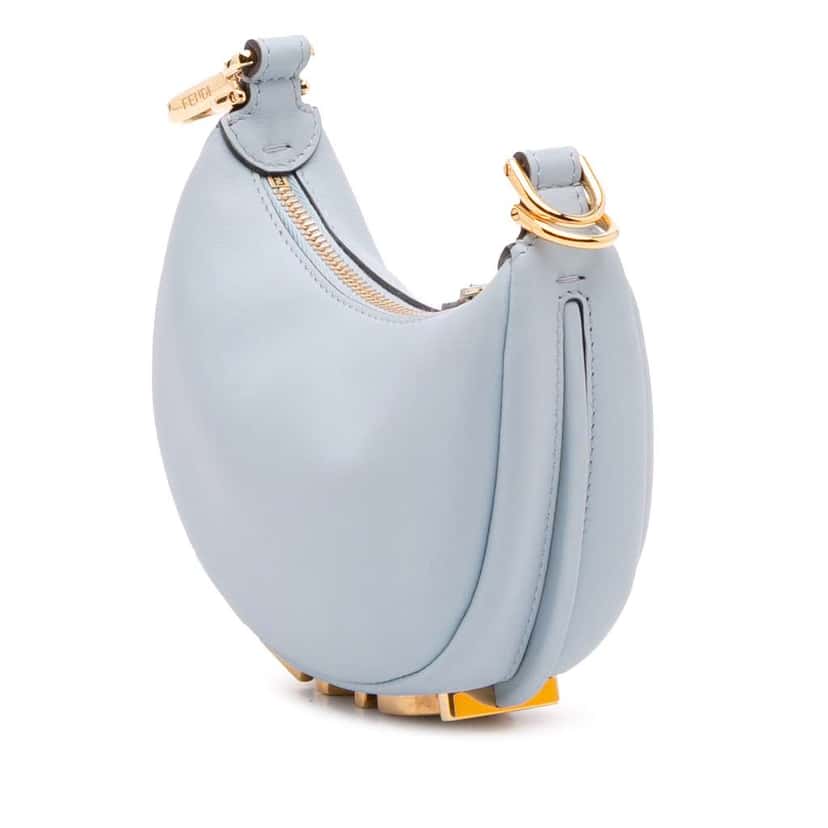 Fendi Nano Leather Fendigraphy Hobo Blue Leather Good condition - Back View